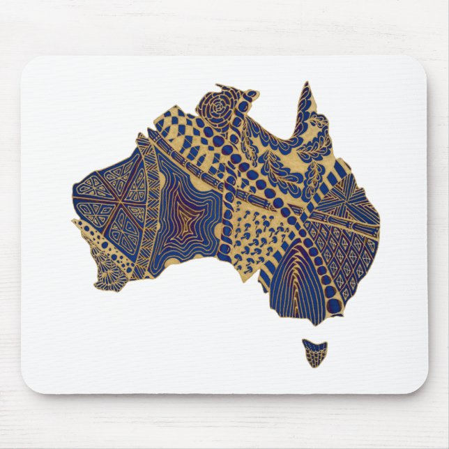 Australia Map Tan-Blue-Red Mouse Mat (Front)
