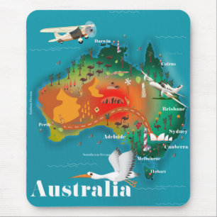 Australia Map Travel poster Mouse Mat