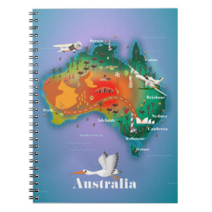 Australia Map Travel poster Notebook