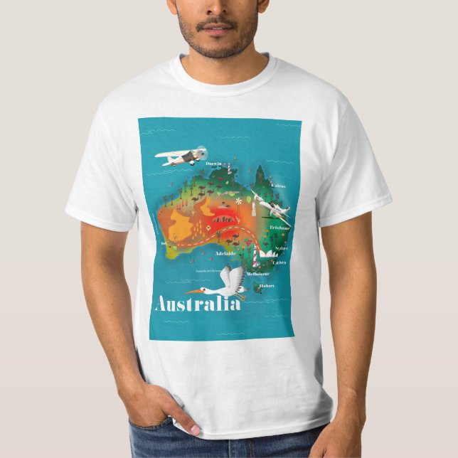 Australia Map Travel poster T-Shirt (Front)
