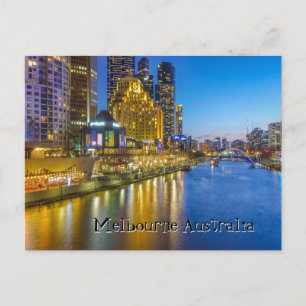 Australia Melbourne night time river image Postcard