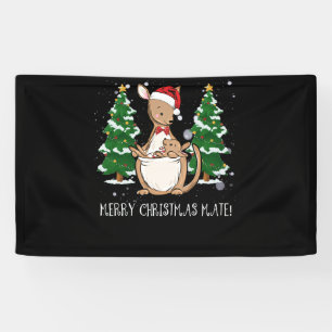 Australia Merry Christmas Mate Kangaroo Banner