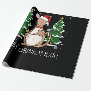 Australia Merry Christmas Mate Kangaroo Wrapping Paper