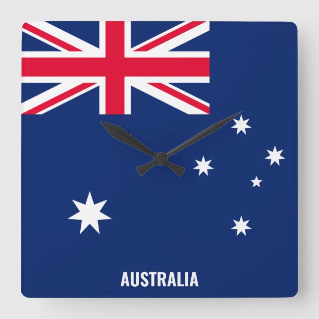 Australia National Flag Patriotic Square Wall Clock (Front)