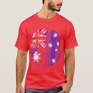 Australia on Red Tee Shirt