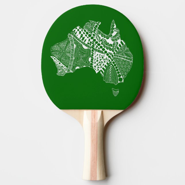 Australia Original Map Art, Choose Your Colour Ping Pong Paddle (Back)
