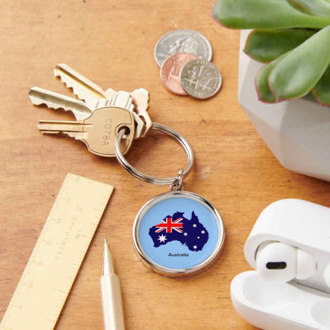 Australia outline and flag key ring (Desk)