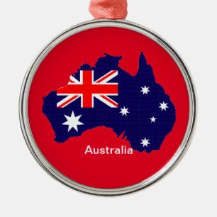 Australia outline and flag metal tree decoration