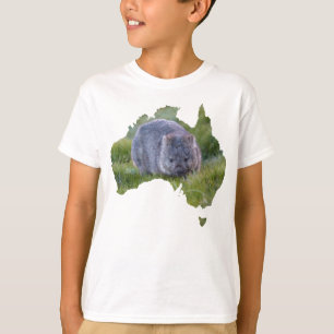 Australia Outline Shape Wombat Tasmania Grass T-Shirt