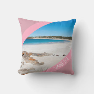 Australia Paradise Beach Pink Landscape Photo Cushion