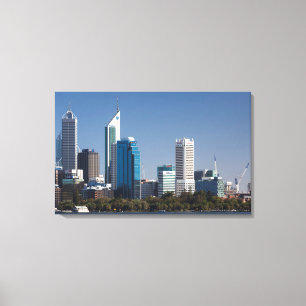 Australia, Perth, city skyline from Swan River Canvas Print