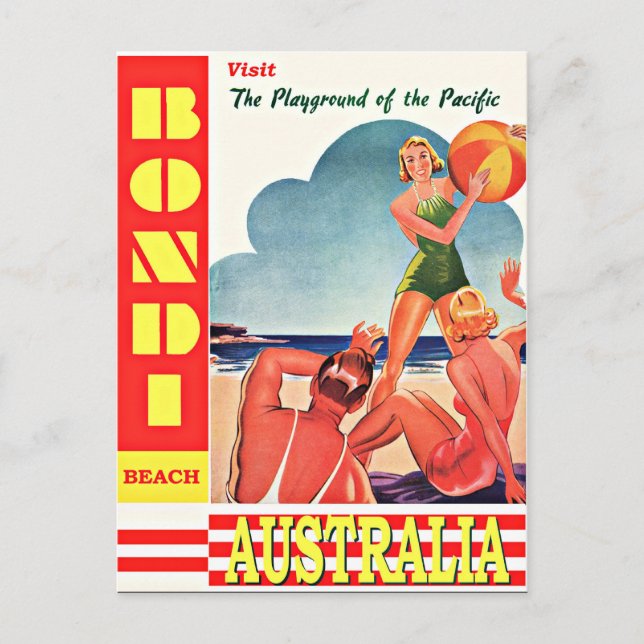 Australia-Playground of the Pacific, Bondi Beach Postcard (Front)