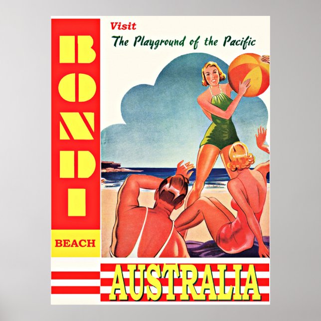 Australia-Playground of the Pacific, Bondi Beach Poster (Front)