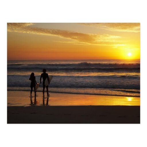 Image of Australia, Queensland, Gold Coast, Surfers at Postcard
