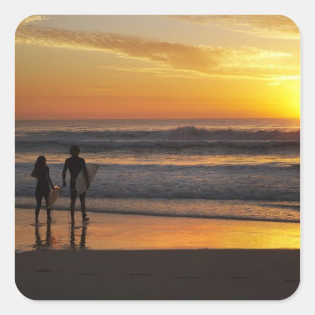 Australia, Queensland, Gold Coast, Surfers at Square Sticker (Front)