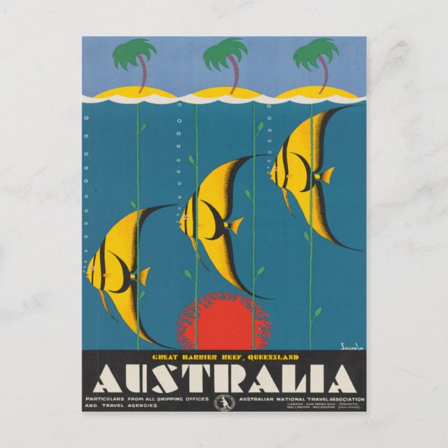 Australia Queensland Vintage Travel Poster Postcard (Front)