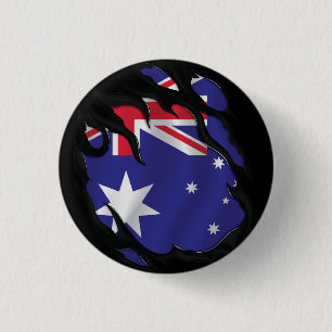 Australia Ripped Flag 3 Cm Round Badge