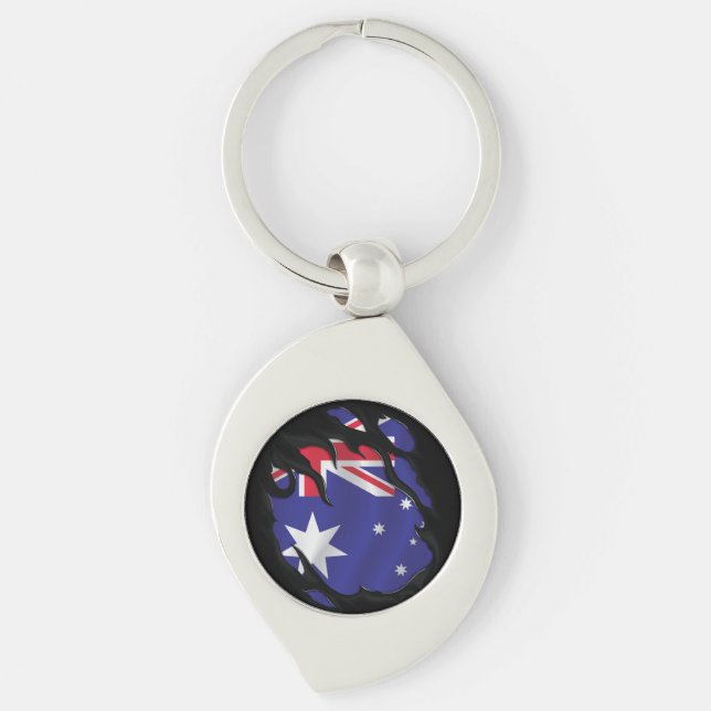 Australia Ripped Flag Key Ring (Front)