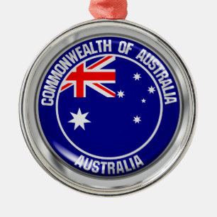 Australia Round Emblem Metal Tree Decoration
