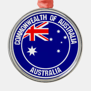 Australia Round Emblem Metal Tree Decoration