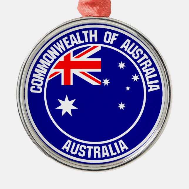 Australia Round Emblem Metal Tree Decoration (Front)