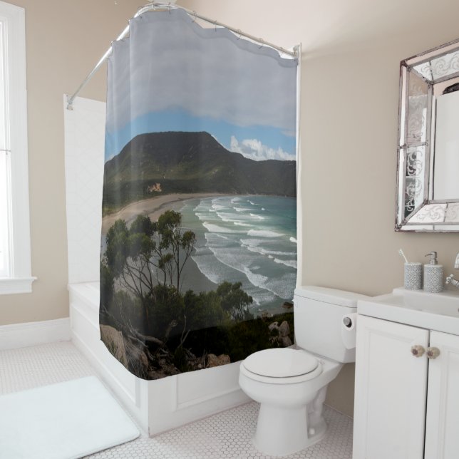 Australia Secluded Bay Ocean Landscape Photo Shower Curtain (In Situ)