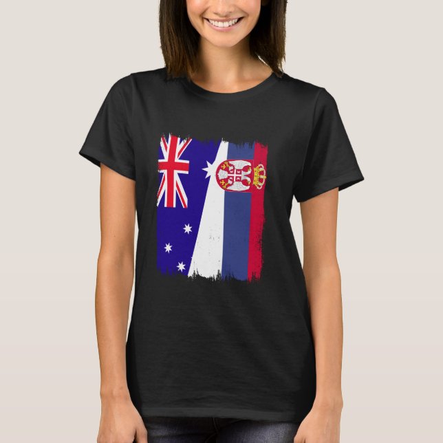 Australia Serbia Half Flag Srbija Australian Serbi T-Shirt (Front)