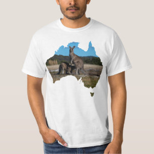 Australia Shape Kangaroo and drinking joey T-Shirt