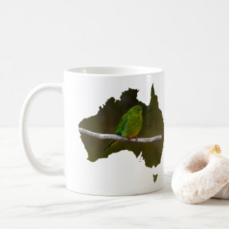Australia Shape Rare Orange Bellied Parrot Coffee Mug