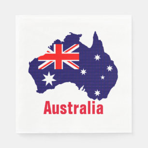 Australia silhouette, labelled, napkin