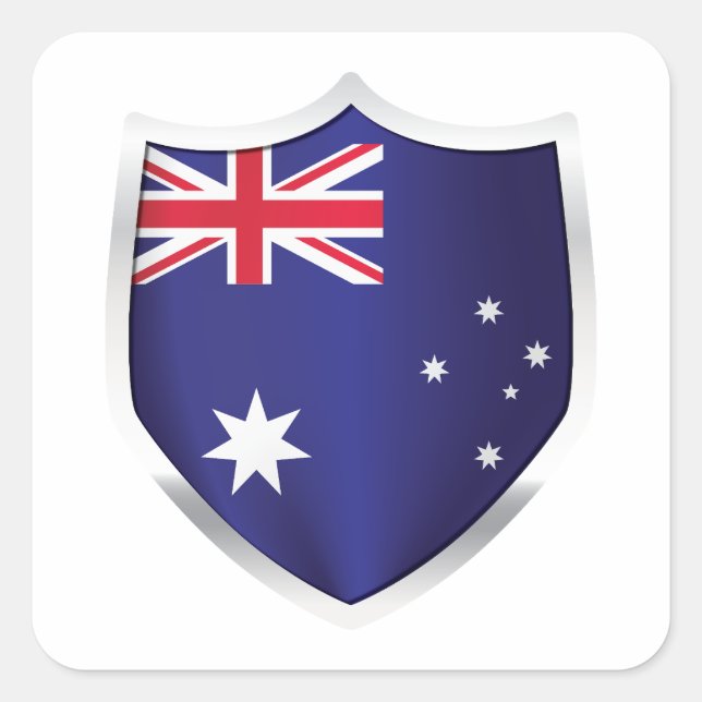 Australia Silver Shield Flag Square Sticker (Front)