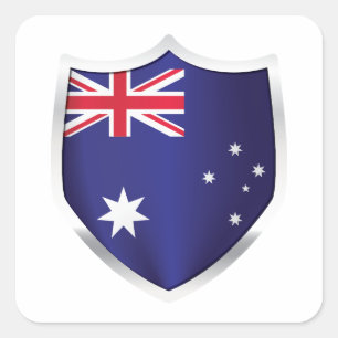 Australia Silver Shield Flag Square Sticker