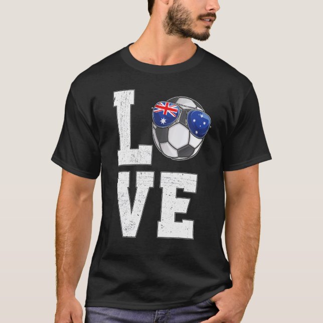 Australia Soccer Love Australian Fan Flag T-Shirt (Front)