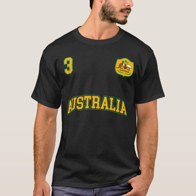 Australia Soccer  No 3 Back Australian Sportseam f T-Shirt (Front)