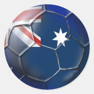 Australia Socceroos Soccer fans Oz flag Ball Classic Round Sticker