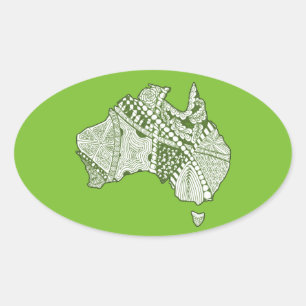 Australia Souvenir Map Art Oval Sticker
