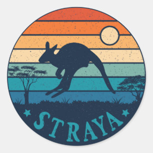 Australia Straya Retro Vintage Kangaroo Aussie   Classic Round Sticker