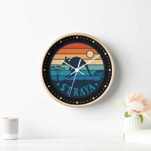 Australia Straya Retro Vintage Kangaroo Aussie   Clock