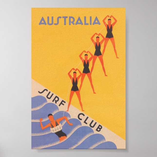 Australia Surf Club Vintage Travel Poster (Front)