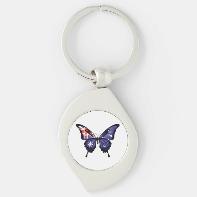 Australia Swallowtail Butterfly Flag Sticker Key Ring (Front)