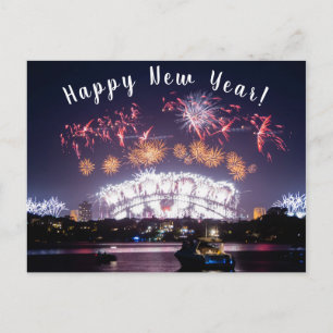 Australia Sydney Harbour Bridge Fireworks NYE Postcard