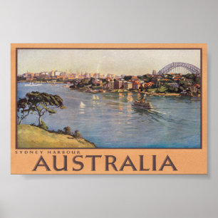 Australia Sydney Harbour Bridge Vintage Travel Poster