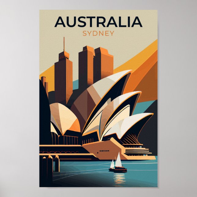 Australia Sydney Opera Vintage Travel Poster (Front)