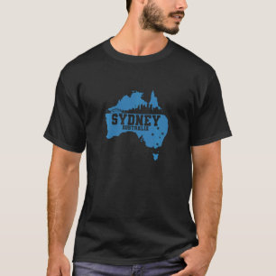 Australia Sydney Skyline And Map Outline T-Shirt