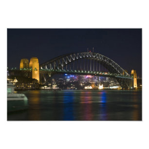 Australia, Sydney. Sydney harbour at night. Photo Print