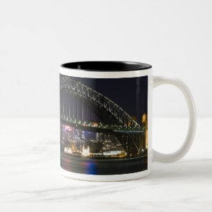 Australia, Sydney. Sydney harbour at night. Two-Tone Coffee Mug