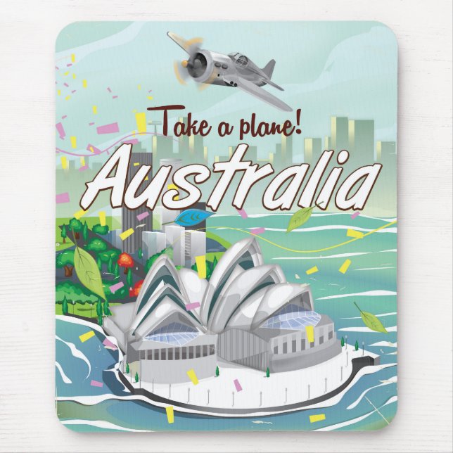 Australia Sydney vintage travel poster Mouse Mat (Front)