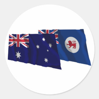 Australia & Tasmania Waving Flags Classic Round Sticker