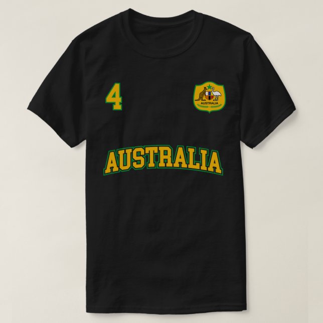 Australia Team Sports Number 4 Soccer Australian F T-Shirt (Design Front)
