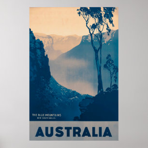 Australia, The Blue Mountains Vintage Travel Poster